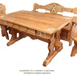 Кухонний стіл з лавкою та кріслами. Матеріал смерека, кераміка